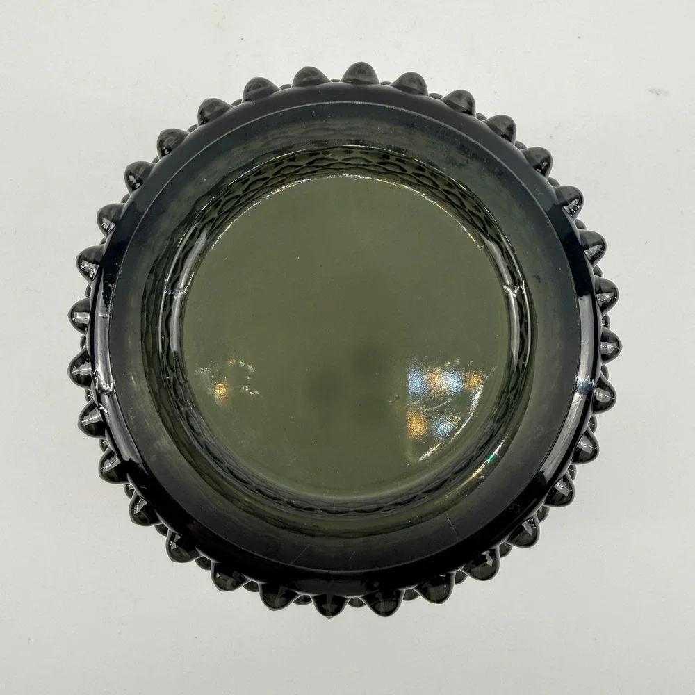Saara Hopea Nyppylä Smoky Gray Art Glass Bubble Bowl Nuutajärvi Finland